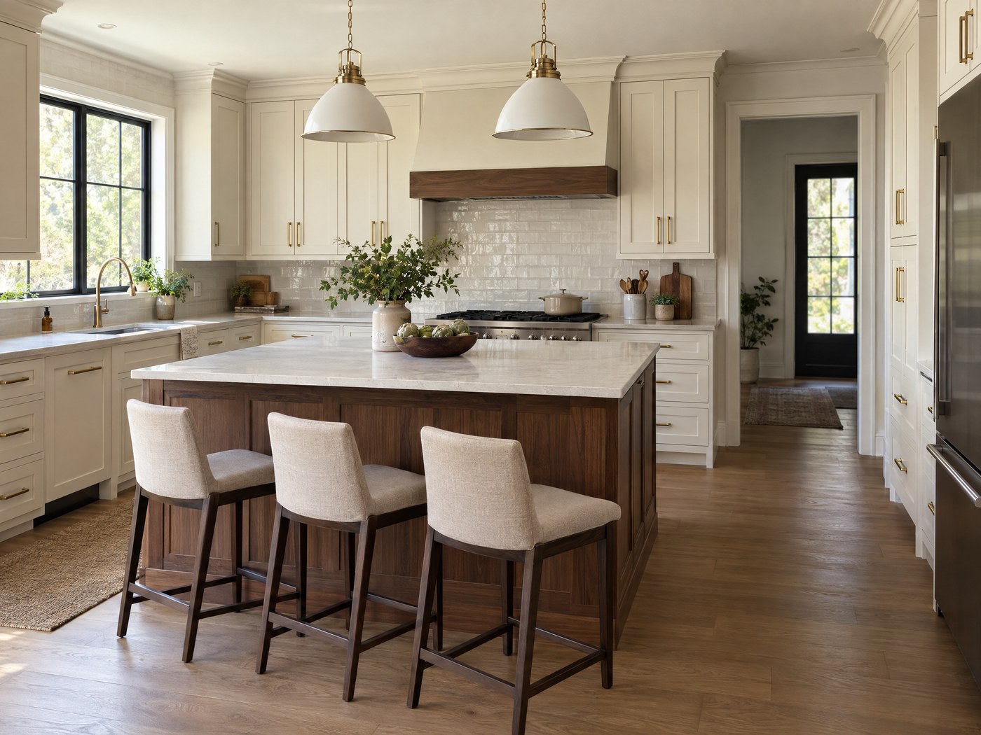 Temporary after placeholder of a refaced kitchen with cream shaker cabinets